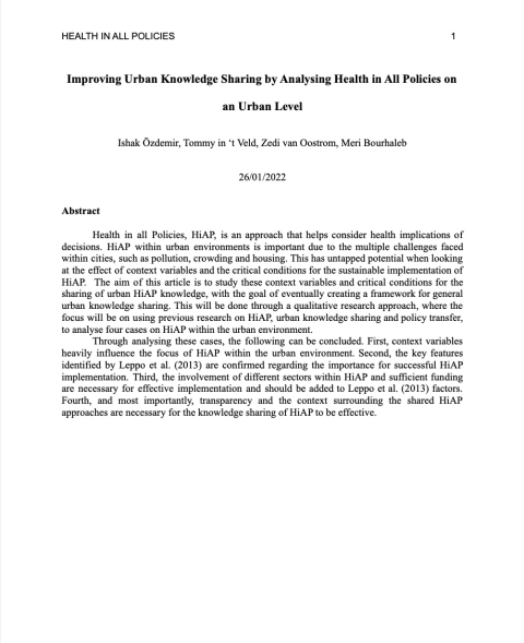 Report Health In All Policies